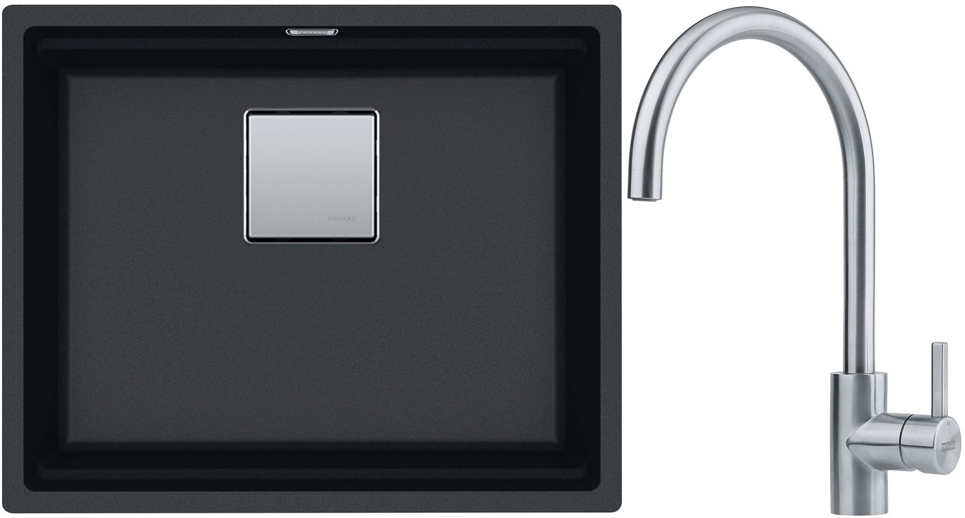 Set lavello in granito Franke Kanon 125.0529.601, rubinetto da cucina Franke Eos 115.0590.044