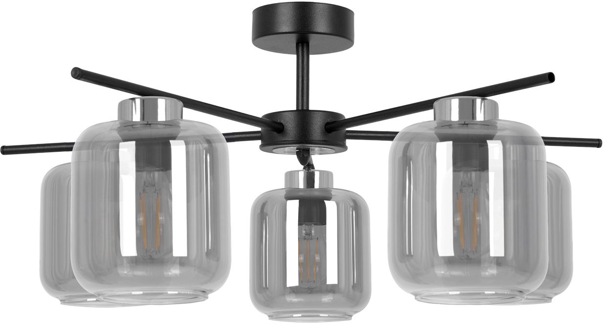 Kaja Piega lampada da soffitto 5x15 W nero-argento-grafite K-5517