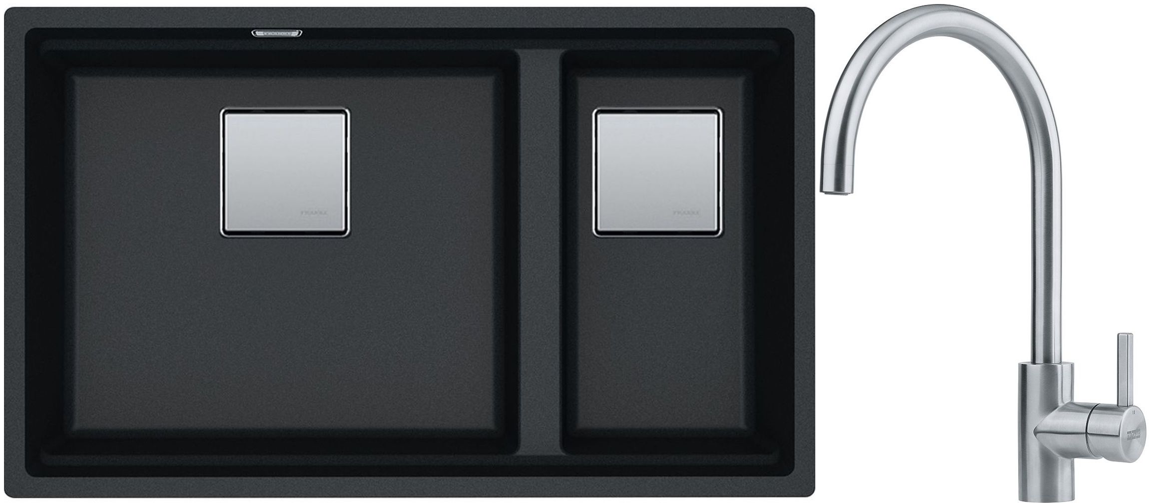 Set lavello in granito Franke Kanon 125.0529.871, rubinetto da cucina Franke Eos 115.0590.044