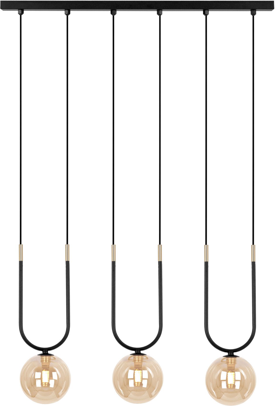 Kaja Goldi lampada sospesa 3x10 W nero-oro-ambra K-5596