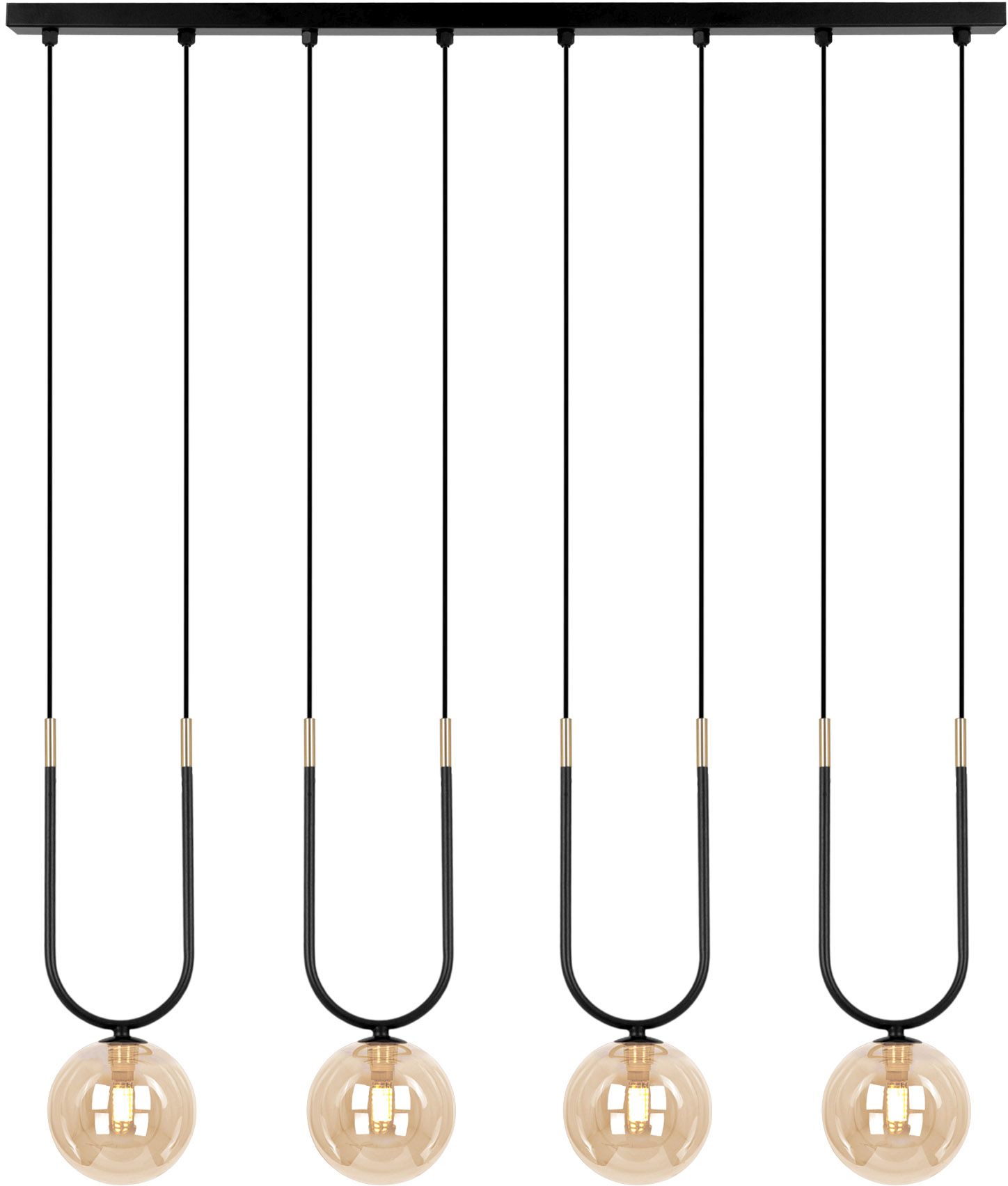 Kaja Goldi lampada sospesa 4x10 W nero-oro-ambra K-5597