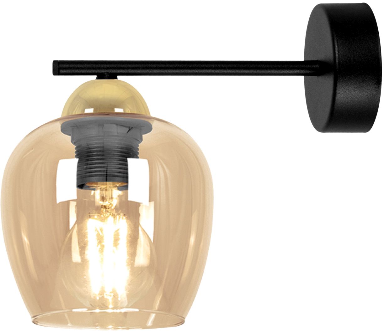 Kaja Tula lampada da parete 1x15 W nero-oro -ambra K-5608