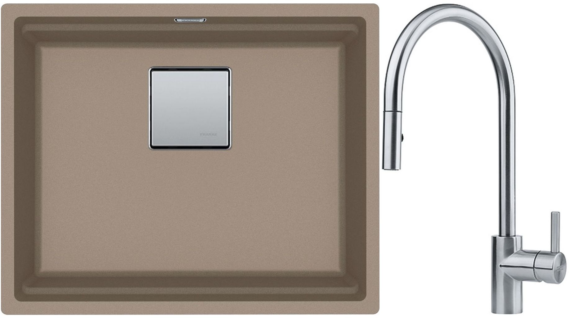 Set lavello in granito Franke Kanon 125.0529.602, rubinetto da cucina Franke Eos 115.0590.045