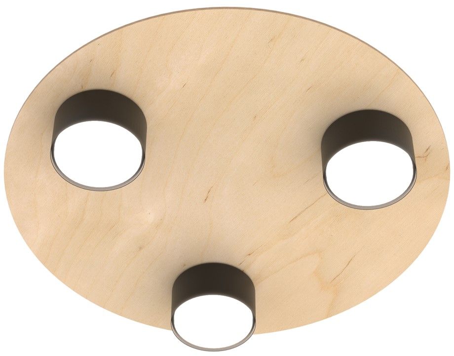Emibig Pixo lampada da soffitto 3x12 W nero-legno 1443/3
