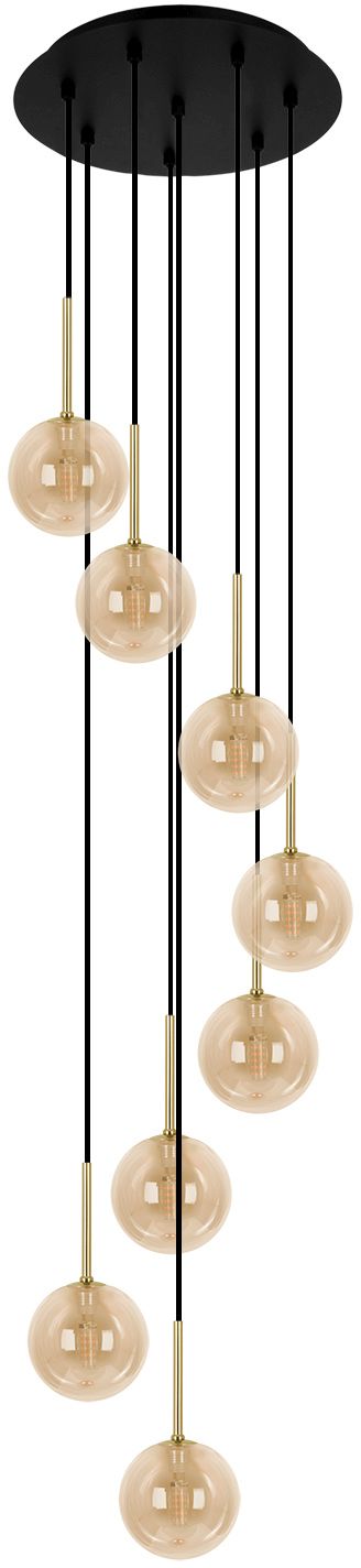 Kaja Galaxy lampada sospesa x10 W nero-oro-ambra K-5562