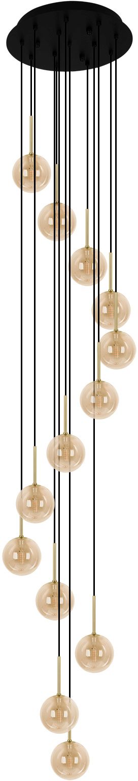 Kaja Galaxy lampada sospesa x10 W nero-oro-ambra KP-31