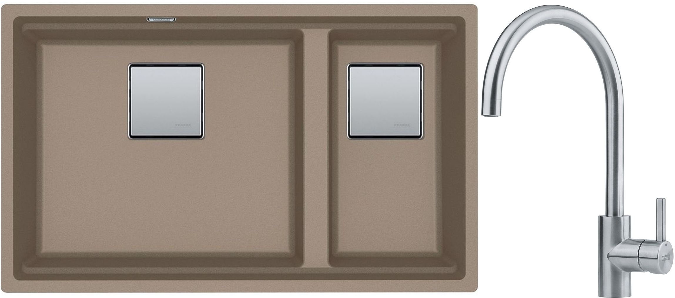 Set lavello in granito Franke Kanon 125.0529.872, rubinetto da cucina Franke Eos 115.0590.044