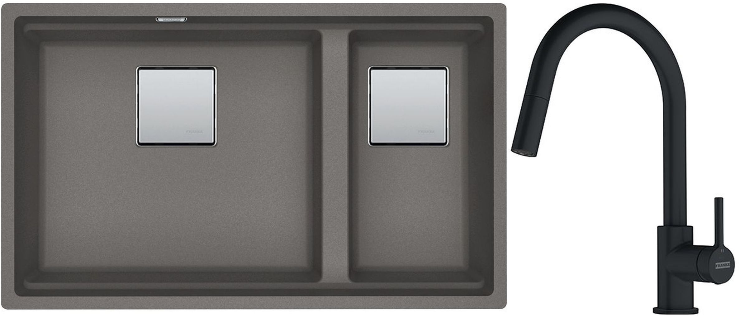 Set lavello in granito Franke Kanon 125.0529.875, rubinetto da cucina Franke Lina 115.0626.053