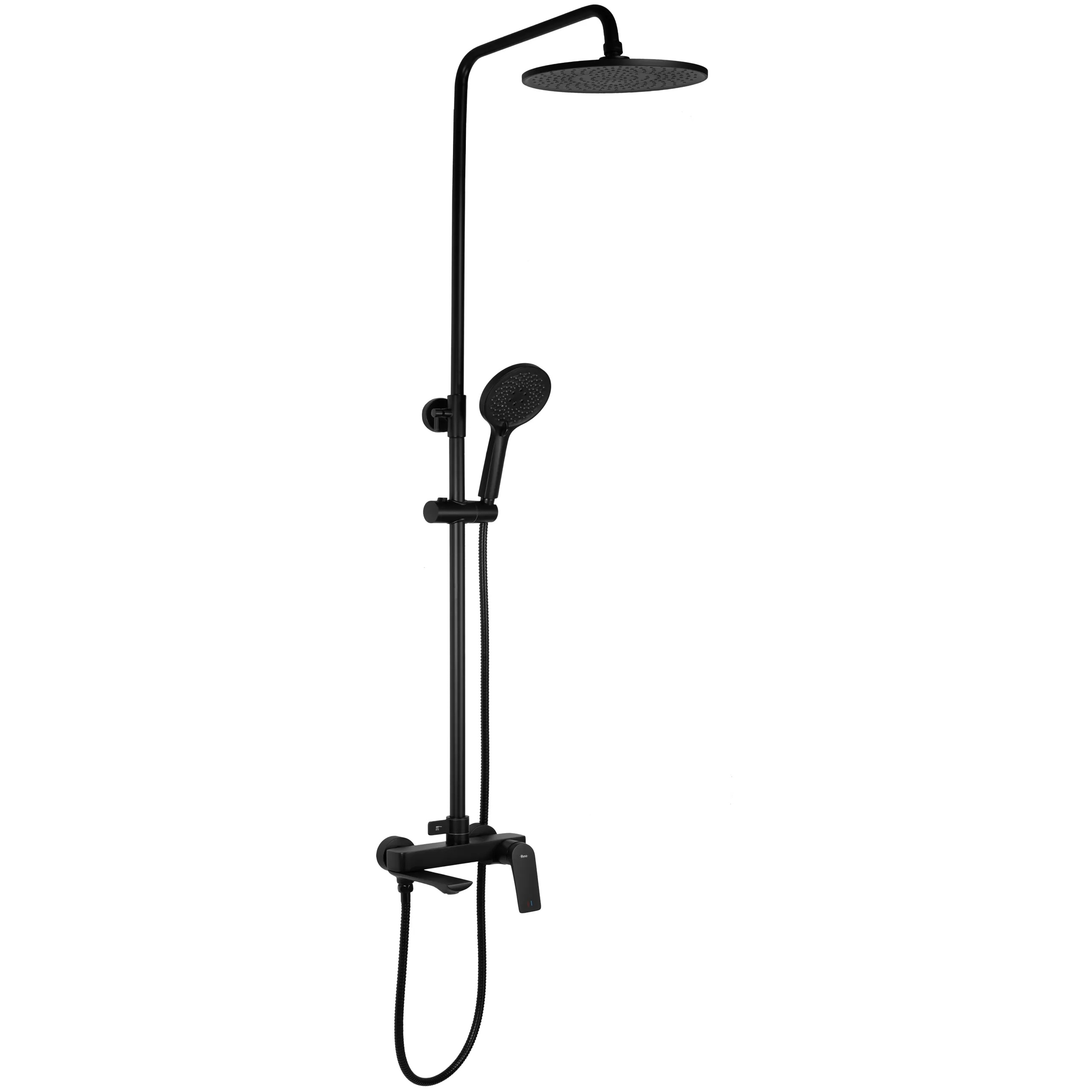 Rea Avalon set per vasca e doccia a parete con soffione nero REA-P8811