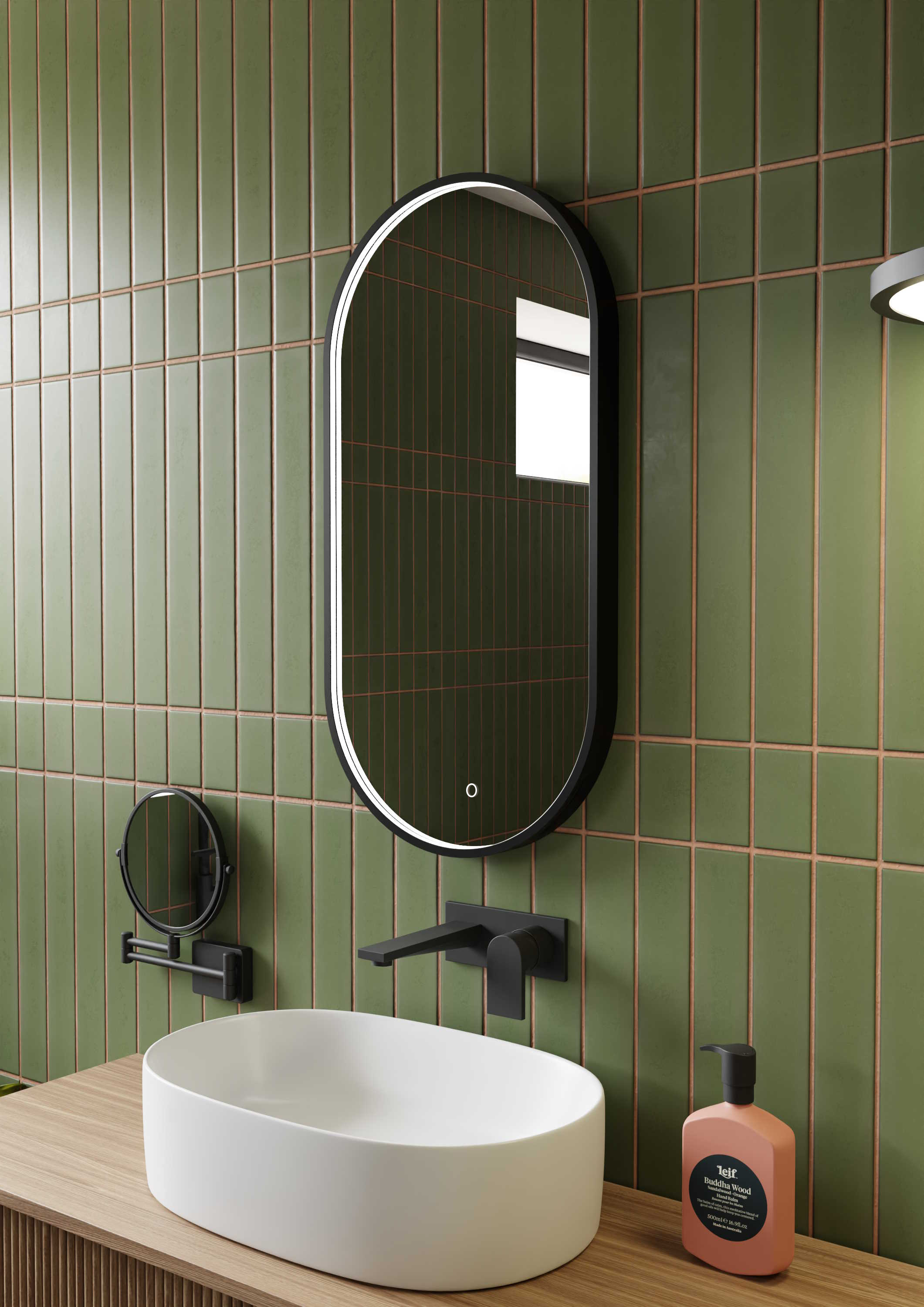 Dubiel Vitrum Loki specchio 40x80 cm ovale con illuminazione nero 5905241013251