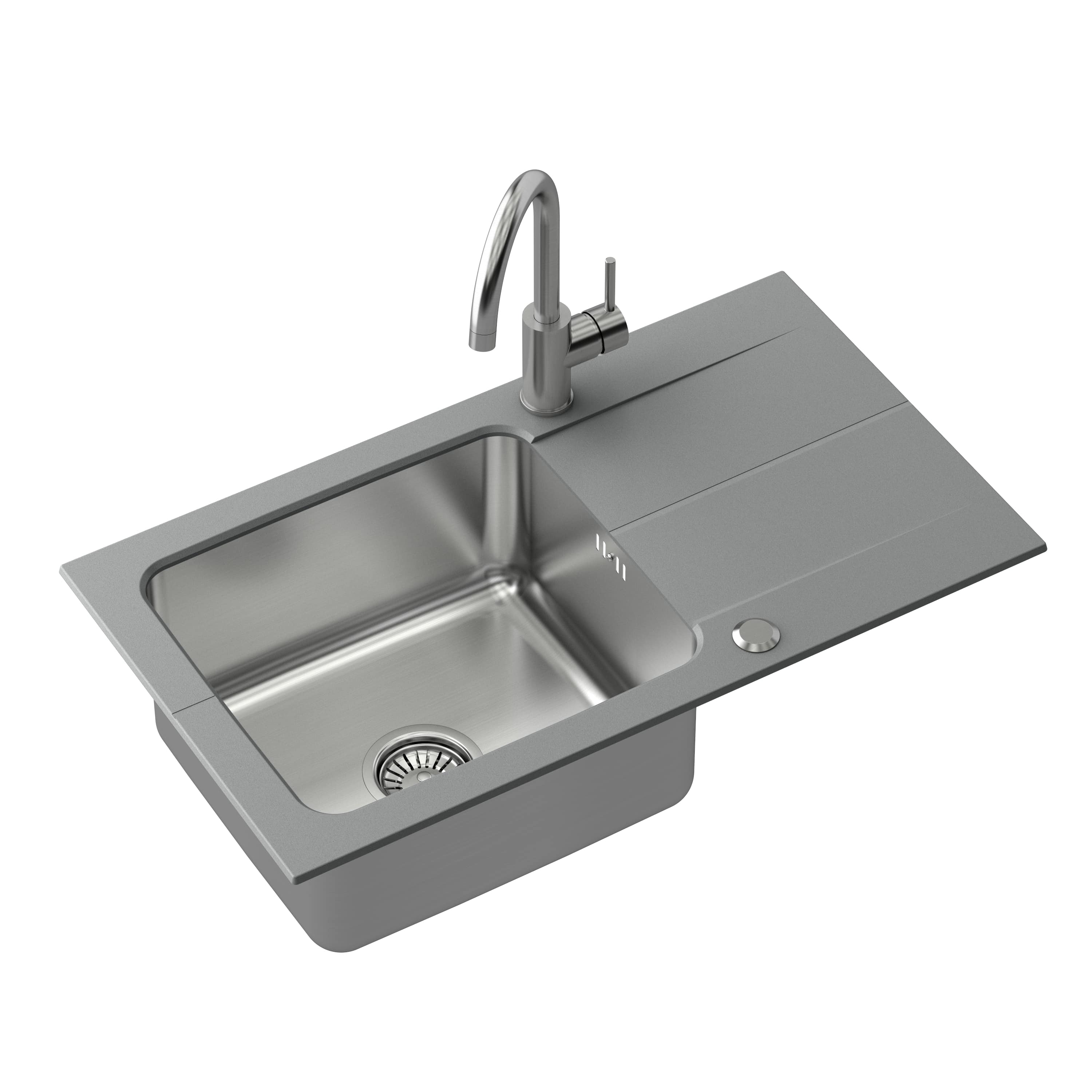 Quadron Edward lavello in granito e acciaio 78x44 cm grigio/grafite/inox FUS_E7844SZ_3623500BS