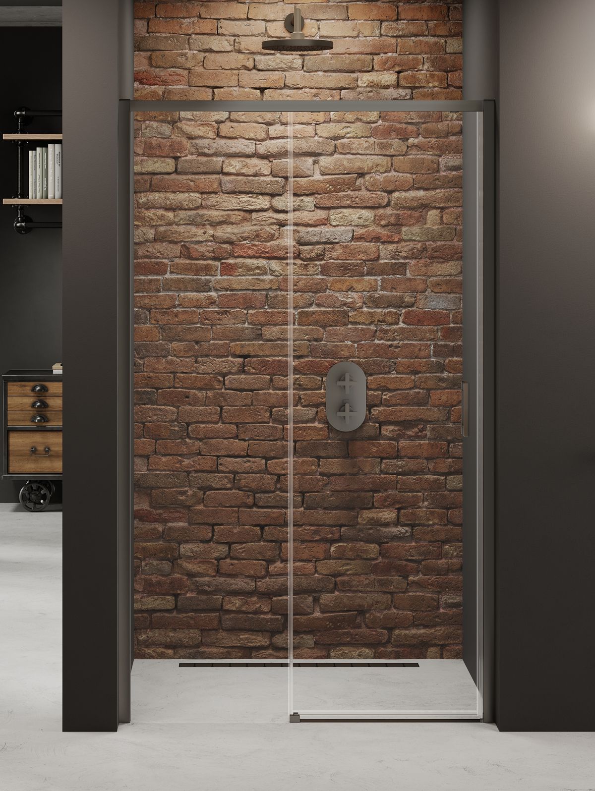 New Trendy Prime Gunmetal Brushed porta doccia 160 cm scorrevole gunmetal spazzolata/vetro trasparente D-0897A