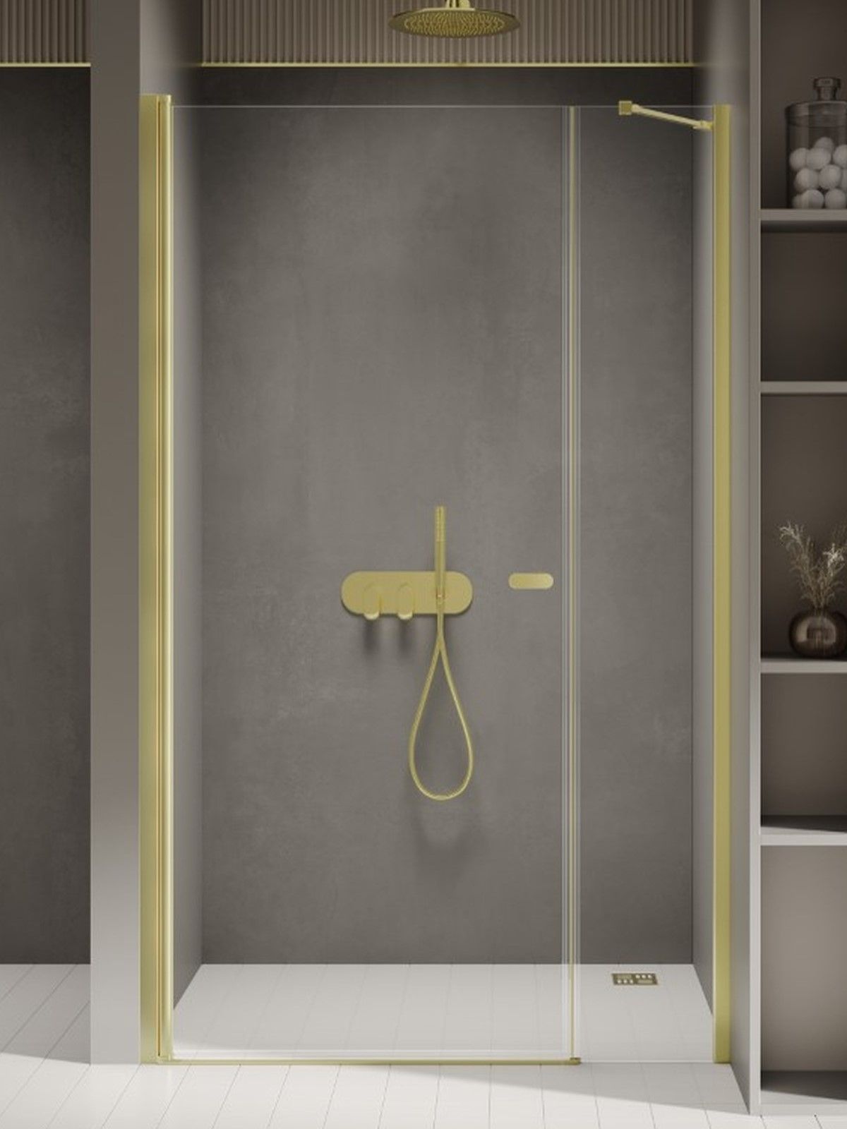 New Trendy New Soleo Light Gold porta doccia 110 cm a battente oro spazzolata/vetro trasparente D-0941A-WP
