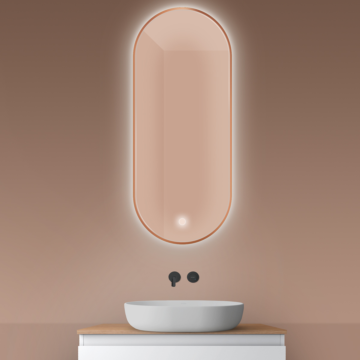 Oltens Nordlis specchio 50x120 cm ovale con illuminazione con tappetino riscaldante 64114610