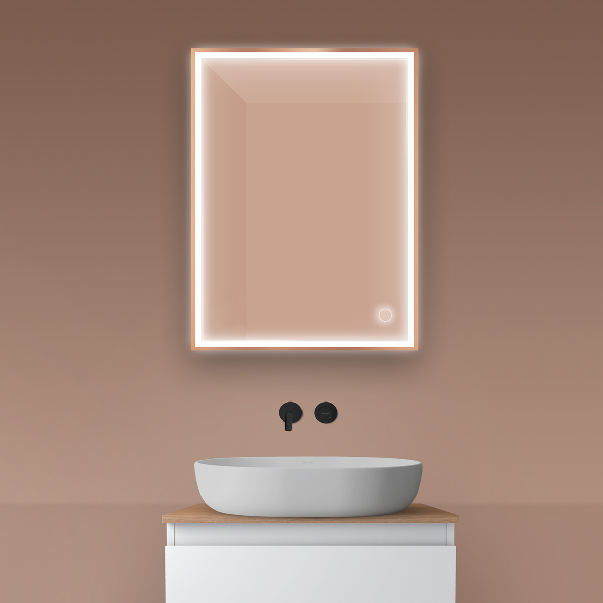 Oltens Nordlis specchio 60x80 cm rettangolare con illuminazione con tappetino riscaldante 64105610