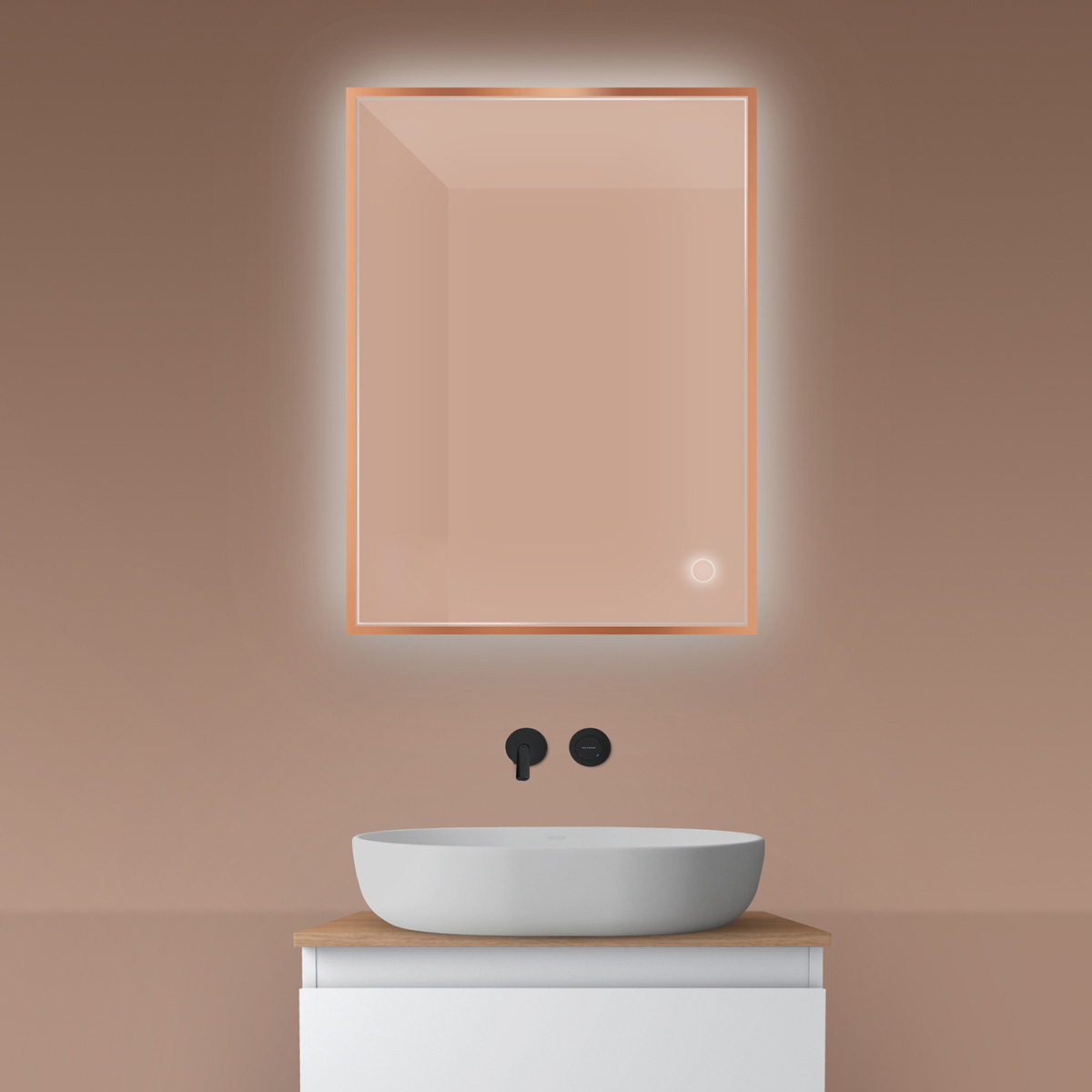 Oltens Nordlis specchio 60x80 cm rettangolare con illuminazione con tappetino riscaldante 64115610