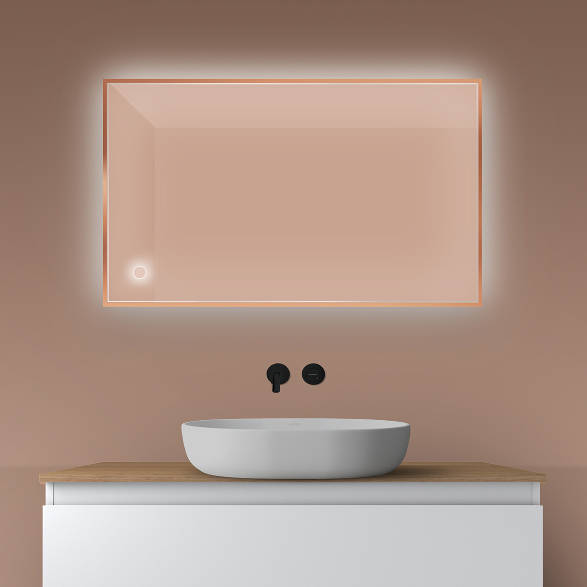 Oltens Nordlis specchio 60x100 cm rettangolare con illuminazione con tappetino riscaldante 64111610