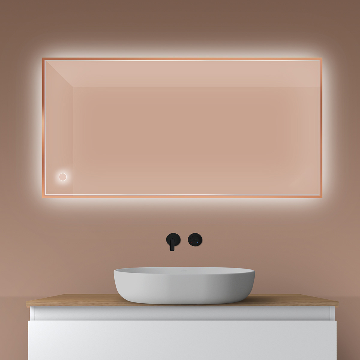 Oltens Nordlis specchio 60x120 cm rettangolare con illuminazione con tappetino riscaldante 64112610