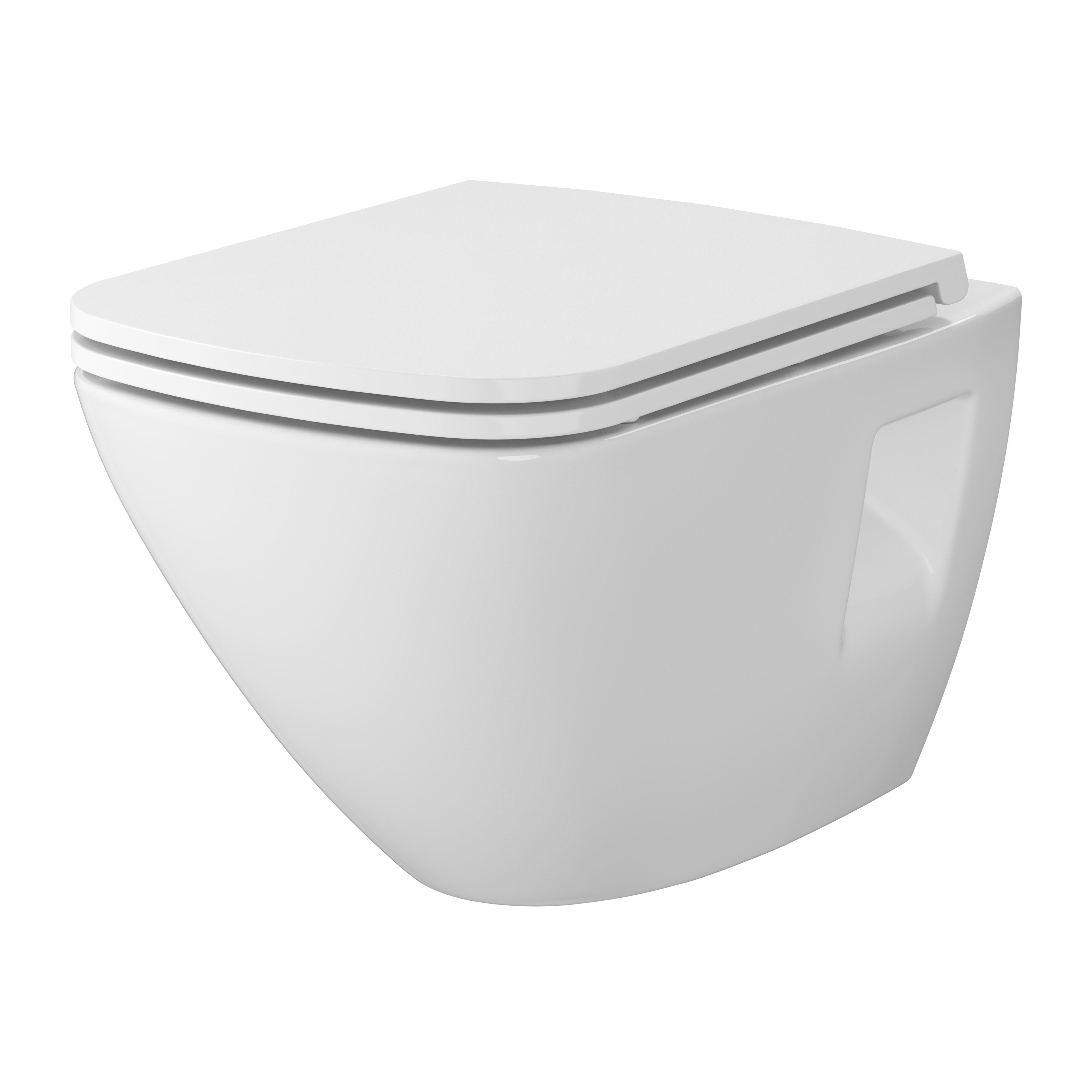 Cersanit Moduo set vaso wc con copriwater sospeso senza brida bianco lucida S701-971