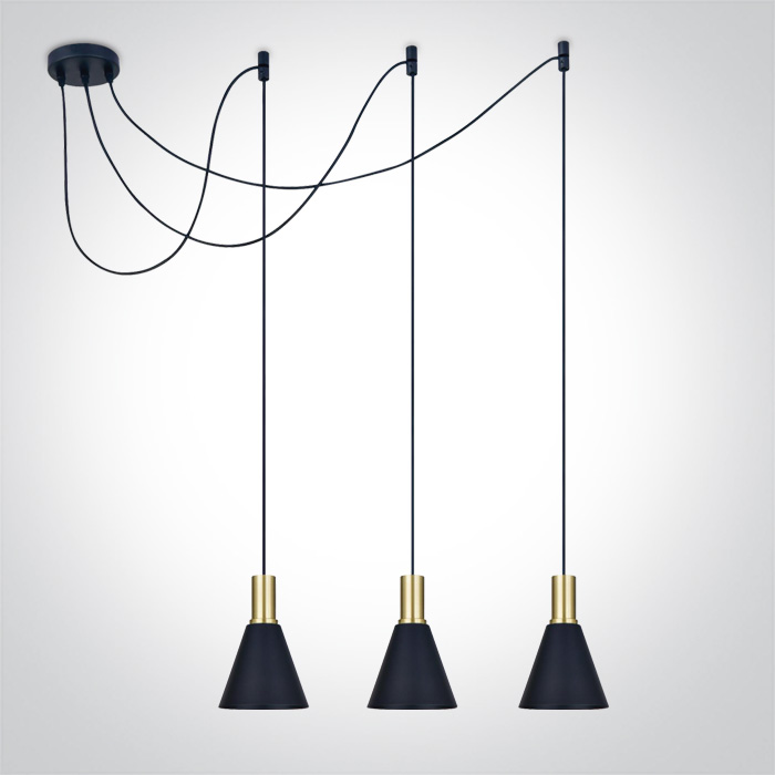 One Light Tala lampada sospesa 3x10 W nero-ottone 63122B/BBS