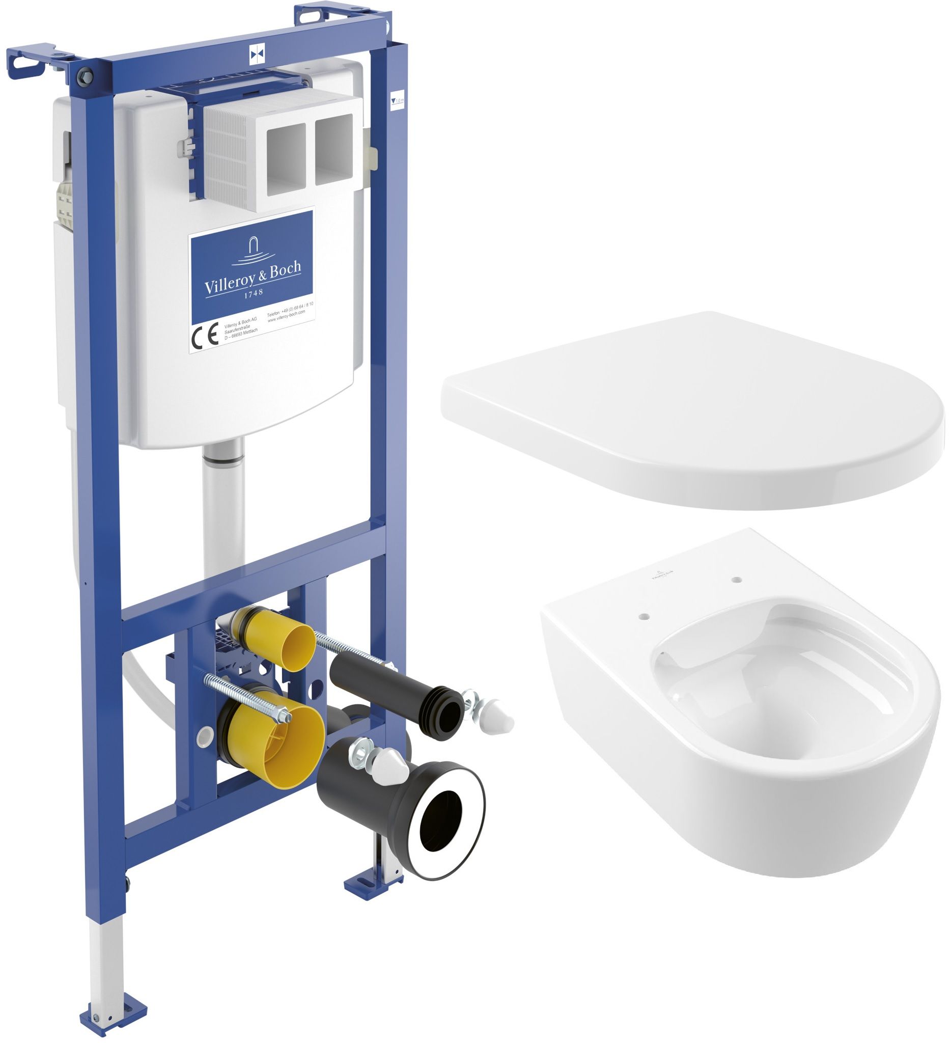 Set vaso WC Villeroy & Boch Avento 5656R001, modulo di installazione Villeroy & Boch ViConnect 92242700, 9M77C101