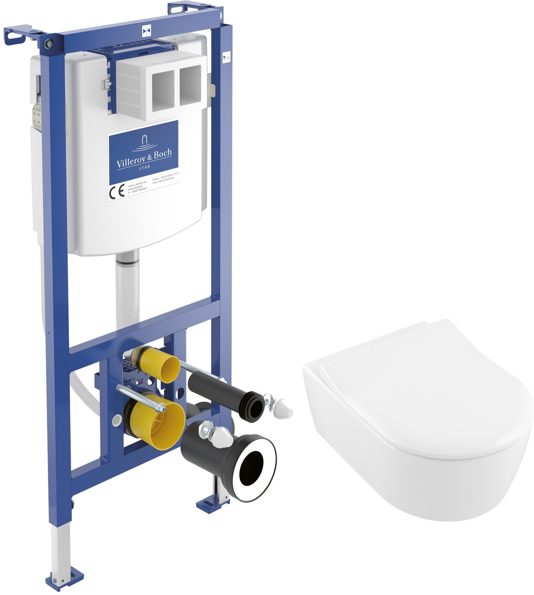 Set vaso WC Villeroy & Boch Avento 5656R001, modulo di installazione Villeroy & Boch ViConnect 92242700, 9M87S101