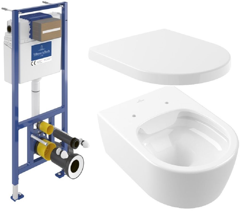 Set vaso WC Villeroy & Boch Avento 5656R001, modulo di installazione Villeroy & Boch ViConnect 92099600, 9M77C101
