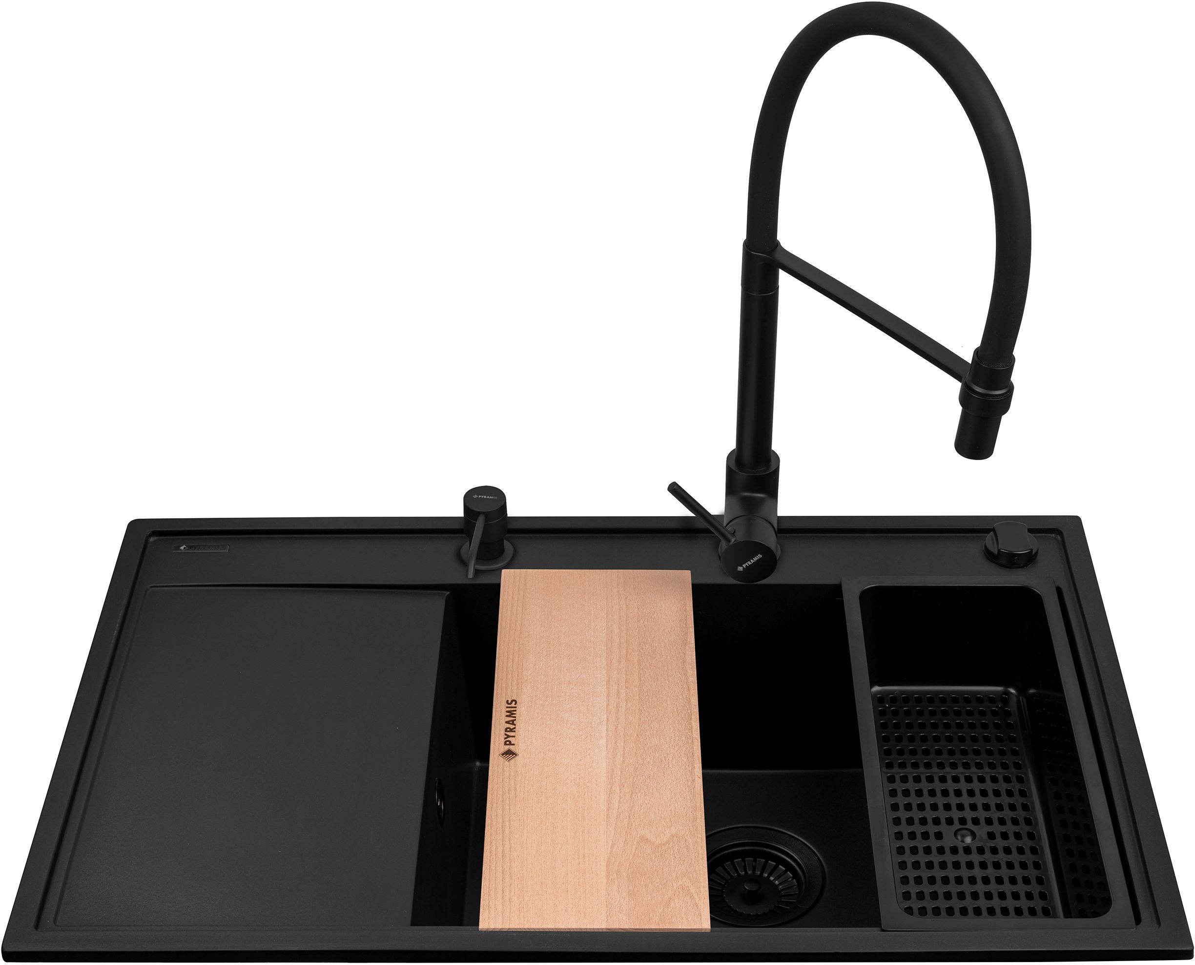 Pyramis Camea lavello con rubinetto nero/nero 070168502S