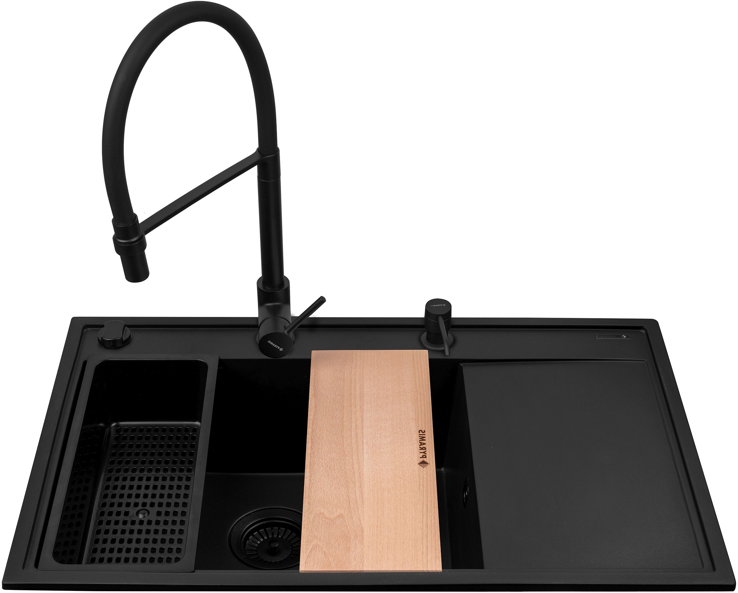 Pyramis Camea lavello con rubinetto nero/nero 070168402S