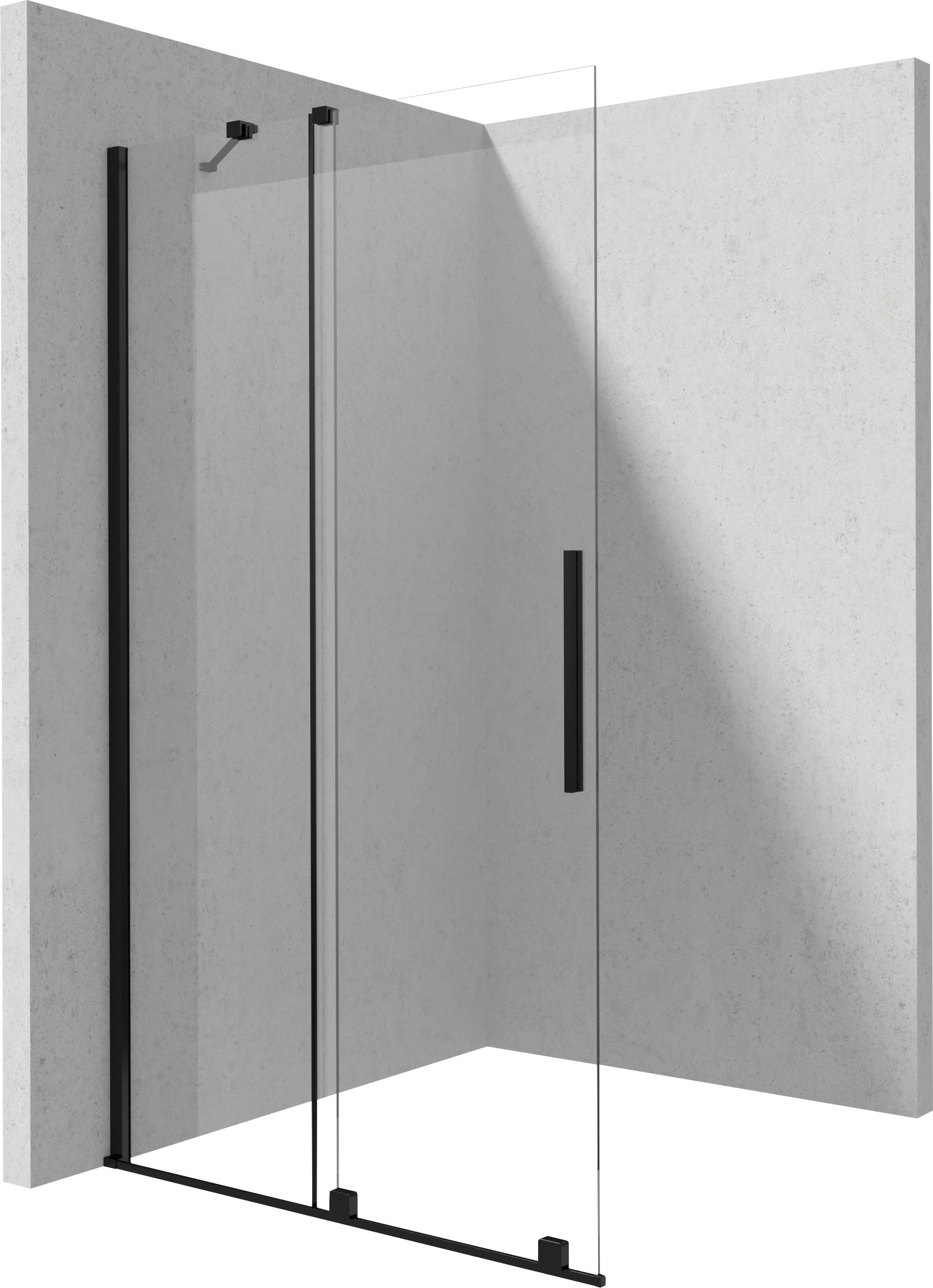 Deante Prizma parete doccia walk-in 140 cm nero opaca/vetro trasparente KTJ_N34R