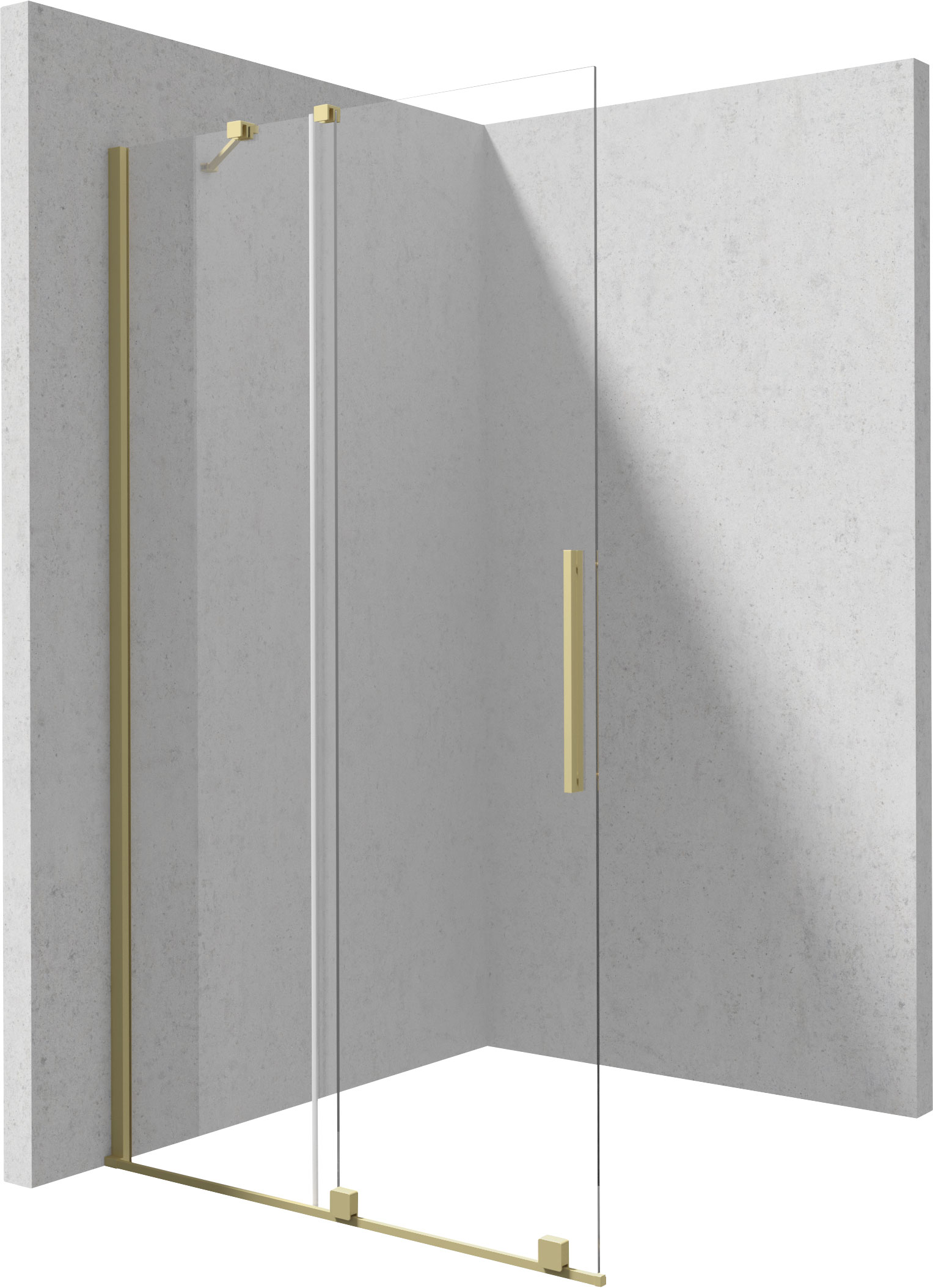 Deante Prizma parete doccia walk-in 140 cm oro spazzolata/vetro trasparente KTJ_R34R
