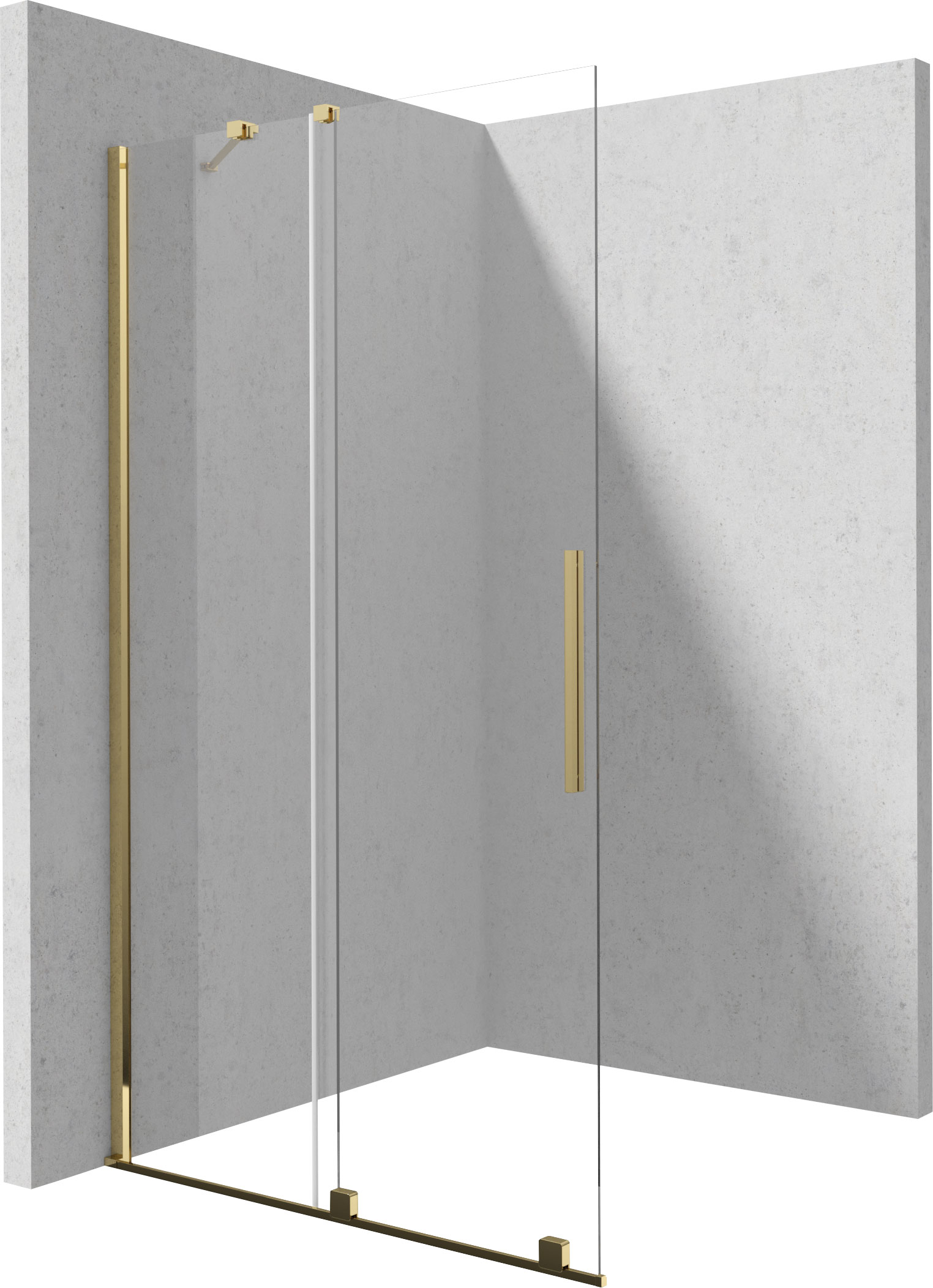 Deante Prizma parete doccia walk-in 140 cm oro lucida/vetro trasparente KTJ_Z34R