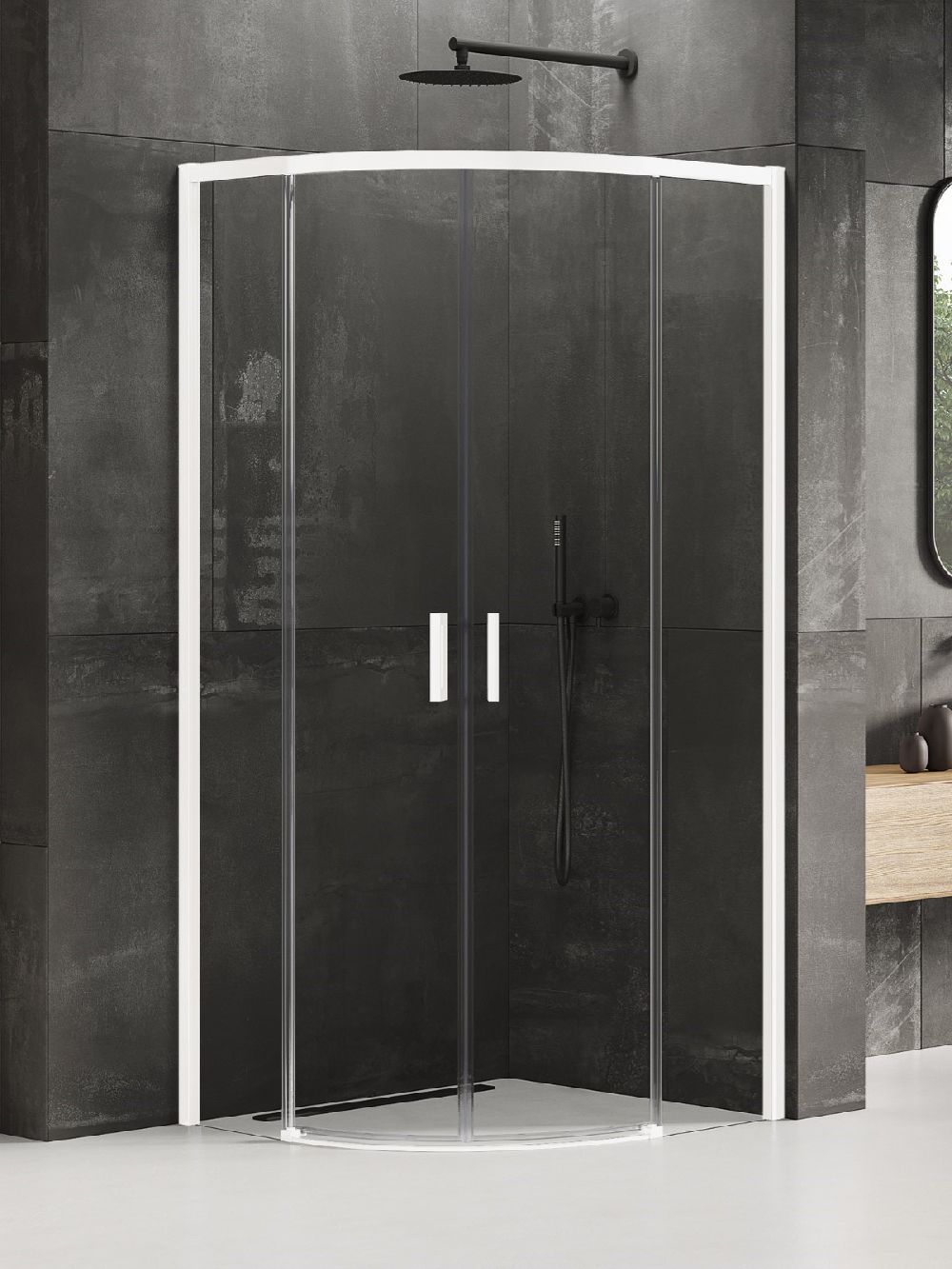 New Trendy Prime box doccia 80x80 cm semicircolare bianco opaca/vetro trasparente K-3560