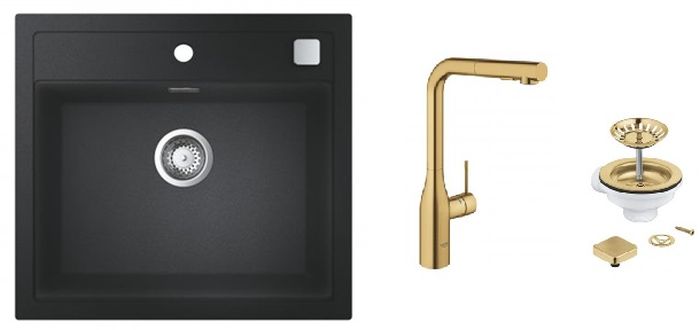 Set rubinetto da cucina Grohe Essence 30270GN0, lavello in granito Grohe K700 31651AP0, 40400GN0