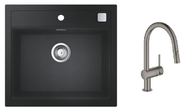 Set lavello in granito Grohe K700 31651AP0, rubinetto da cucina Grohe Minta 32321AL2, 40400AL0