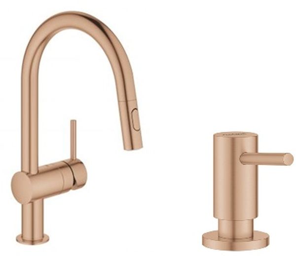 Set rubinetto da cucina Grohe Minta 32321DL2, dispenser di liquidi Grohe Cosmopolitan 40535DL0