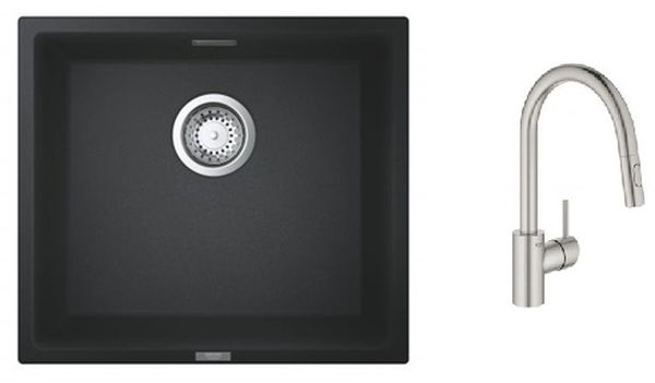 Set rubinetto da cucina Grohe Concetto 31483DC2, lavello in granito Grohe K700 31653AP0