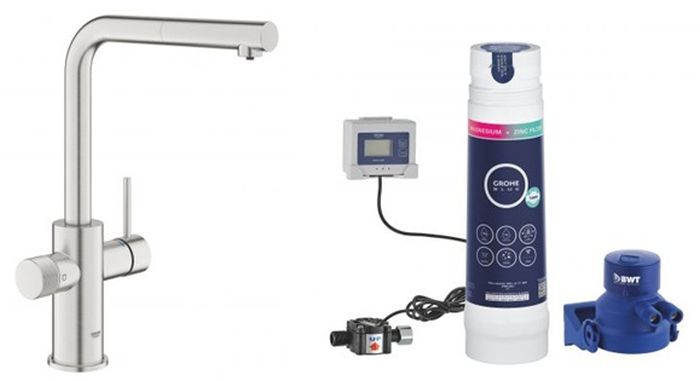 Set rubinetto per filtro dell'acqua Grohe Blue 30601DC0, filtro sottolavello Grohe Blue 40875000