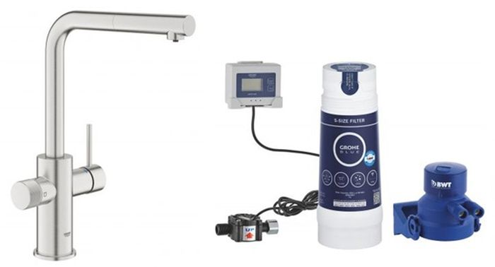 Set rubinetto per filtro dell'acqua Grohe Blue 30601DC0, filtro sottolavello Grohe Blue 40438001