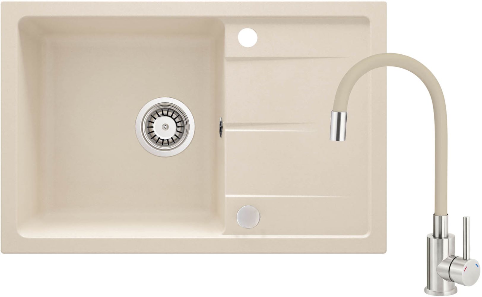 Deante Leda lavello con rubinetto beige/acciaio ZRDG5113