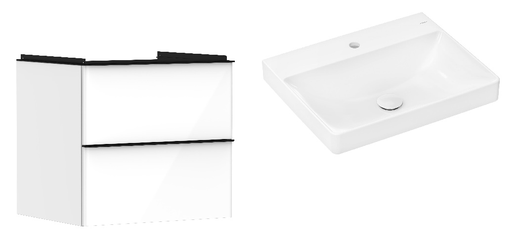 Set armadietto Hansgrohe Xelu Q 54023670, lavabo Hansgrohe Xelu Q 61016450