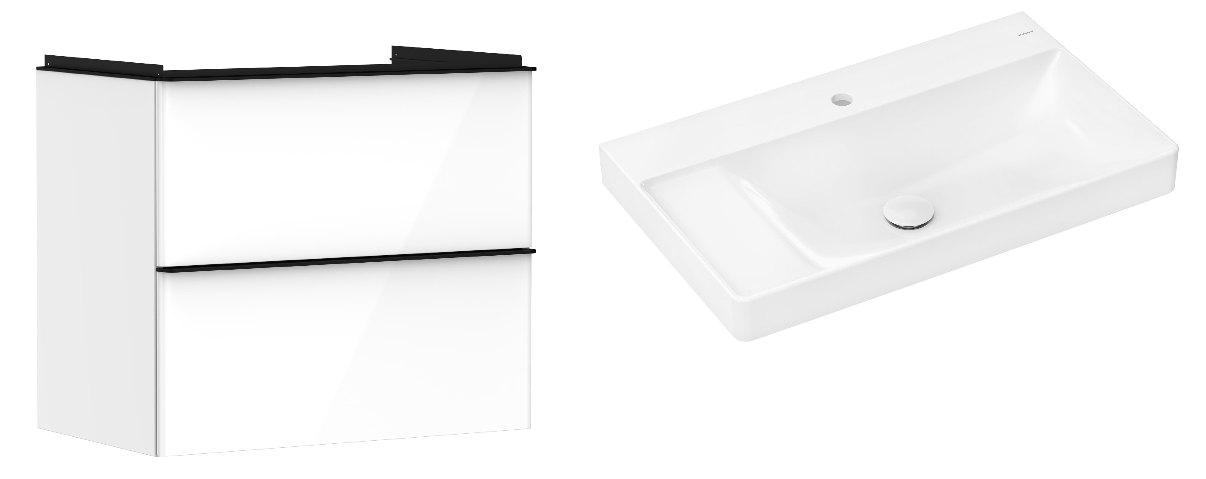 Set armadietto Hansgrohe Xelu Q 54027670, lavabo Hansgrohe Xelu Q 61030450