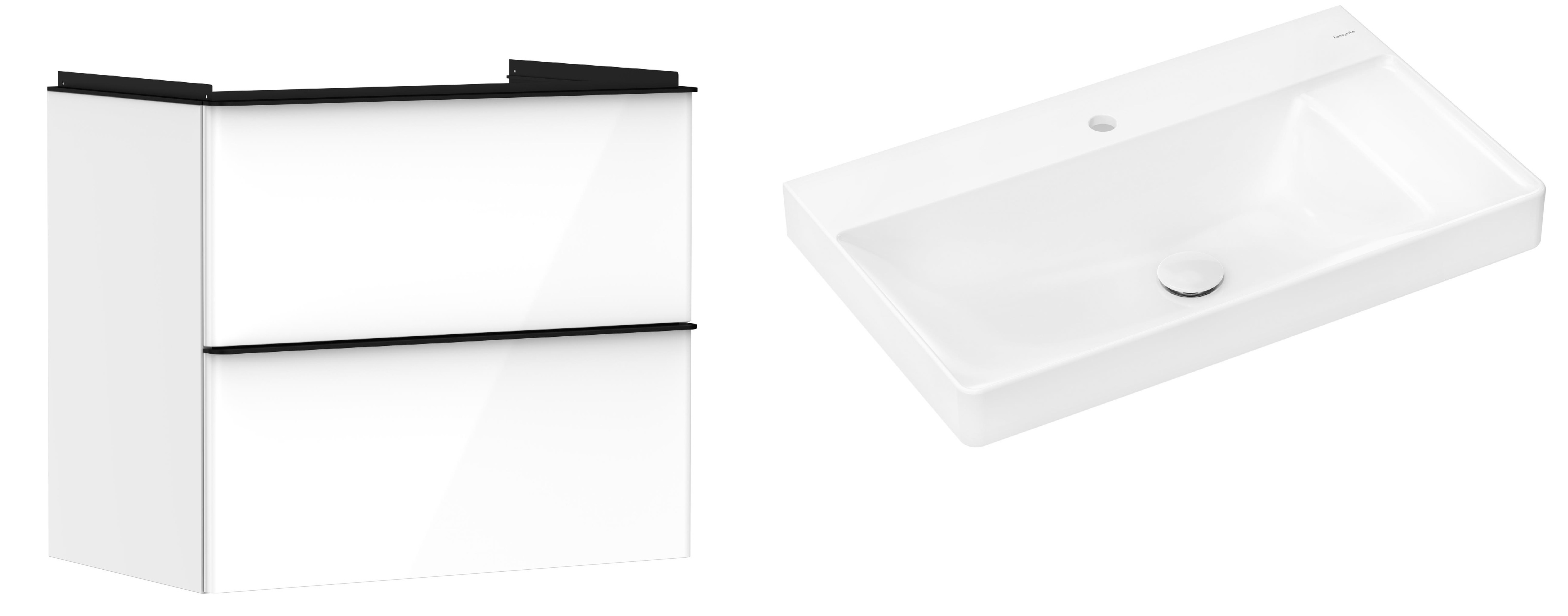 Set armadietto Hansgrohe Xelu Q 54027670, lavabo Hansgrohe Xelu Q 61024450