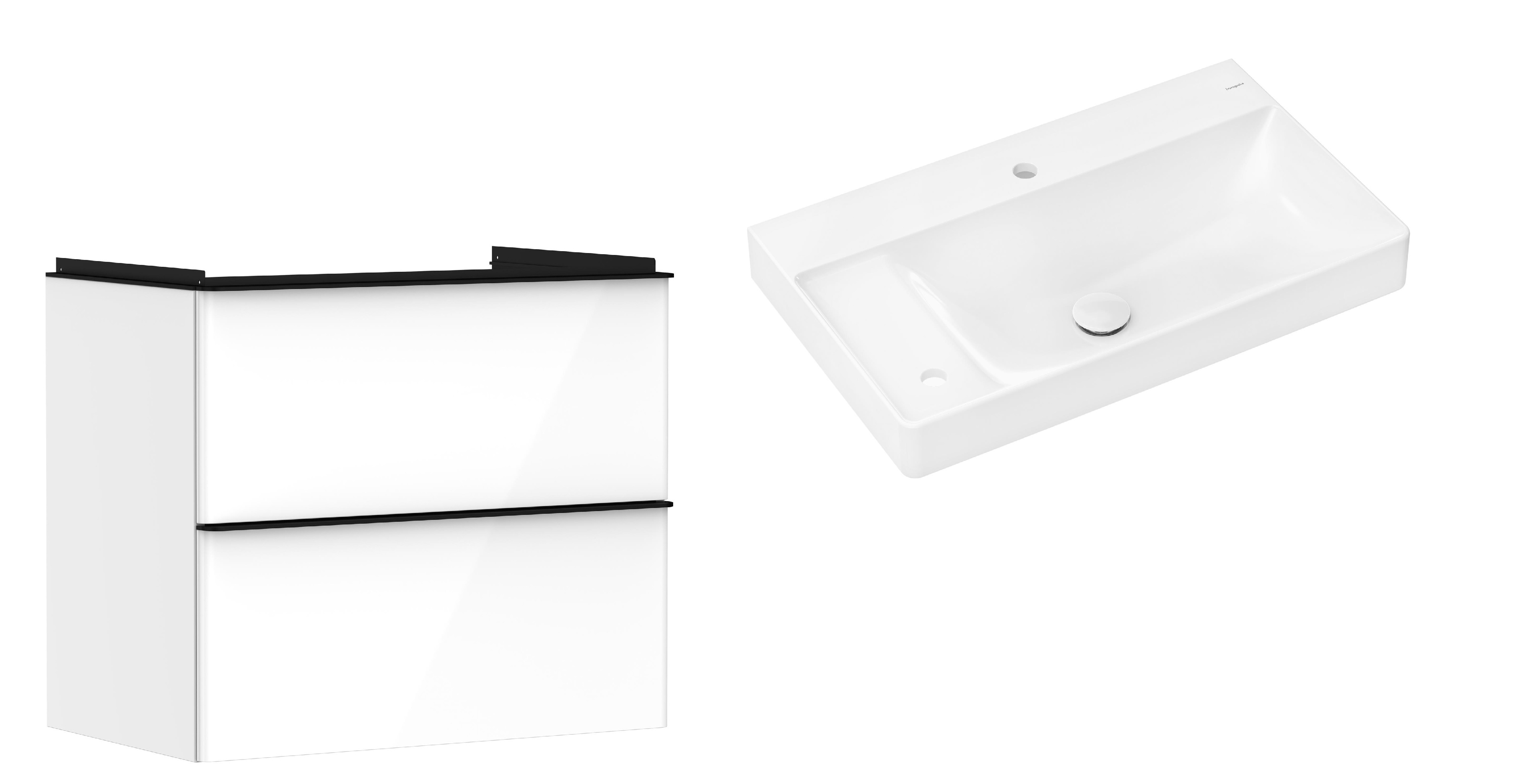Set armadietto Hansgrohe Xelu Q 54027670, lavabo Hansgrohe Xelu Q 61031450