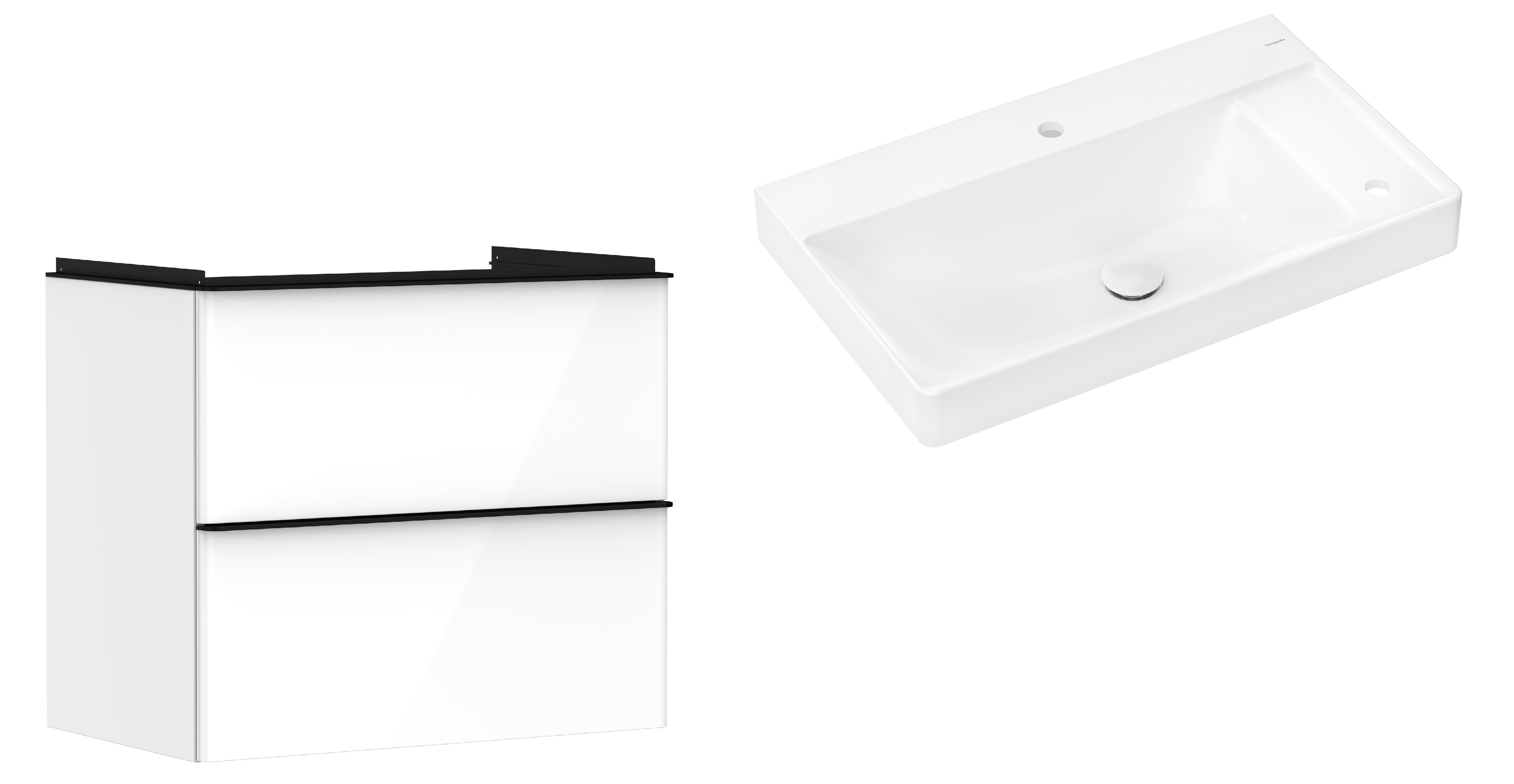 Set armadietto Hansgrohe Xelu Q 54027670, lavabo Hansgrohe Xelu Q 61025450