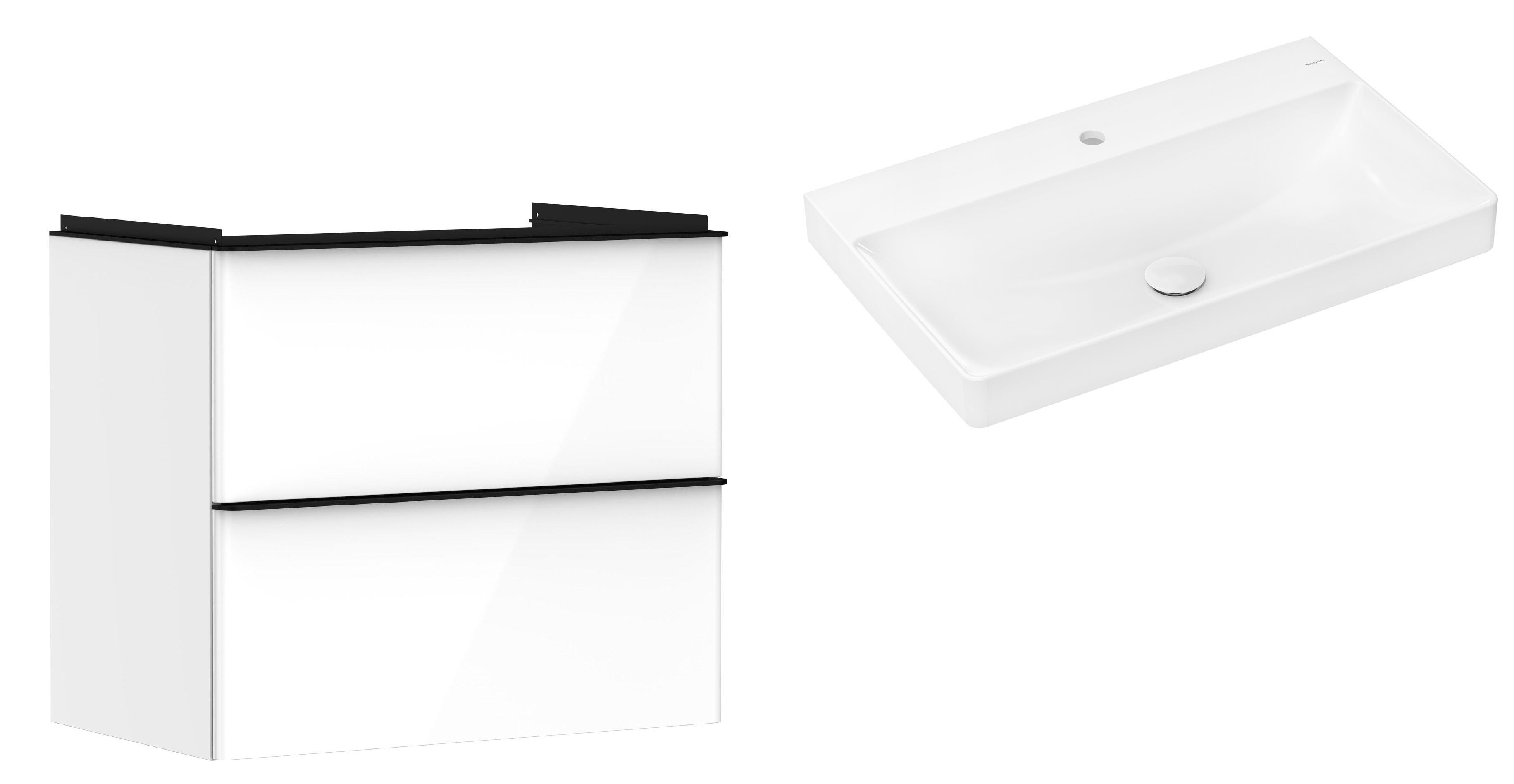 Set armadietto Hansgrohe Xelu Q 54027670, lavabo Hansgrohe Xelu Q 61020450
