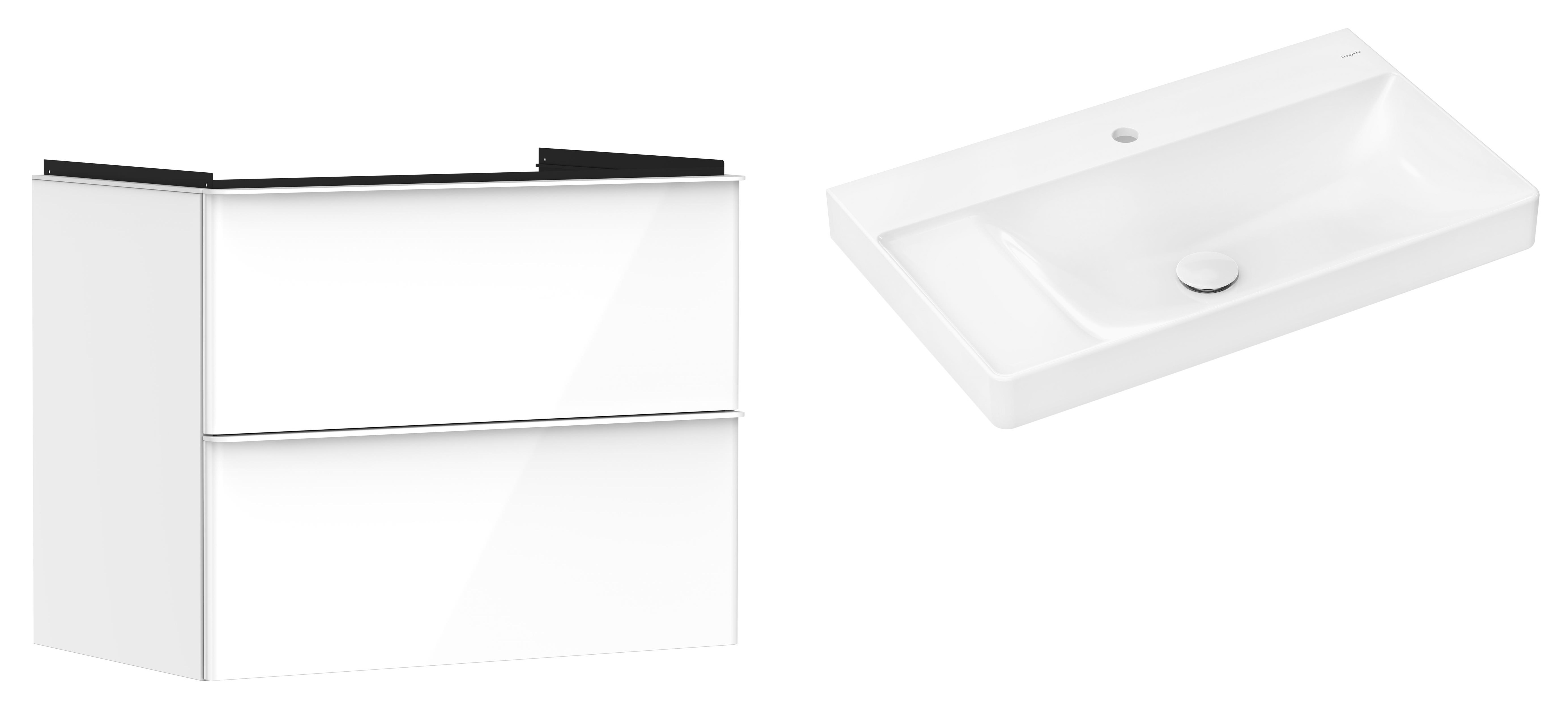 Set armadietto Hansgrohe Xelu Q 54027700, lavabo Hansgrohe Xelu Q 61030450