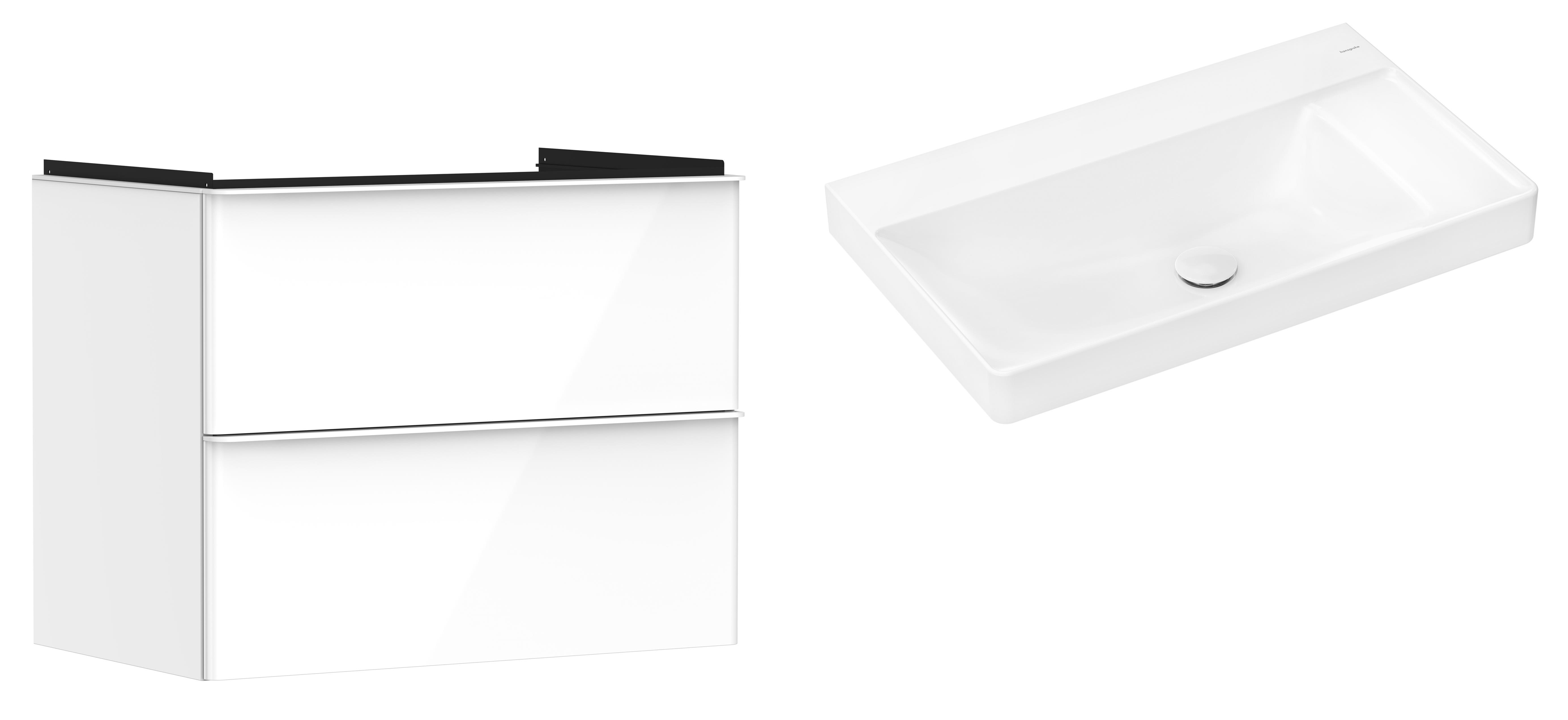 Set armadietto Hansgrohe Xelu Q 54027700, lavabo Hansgrohe Xelu Q 61026450