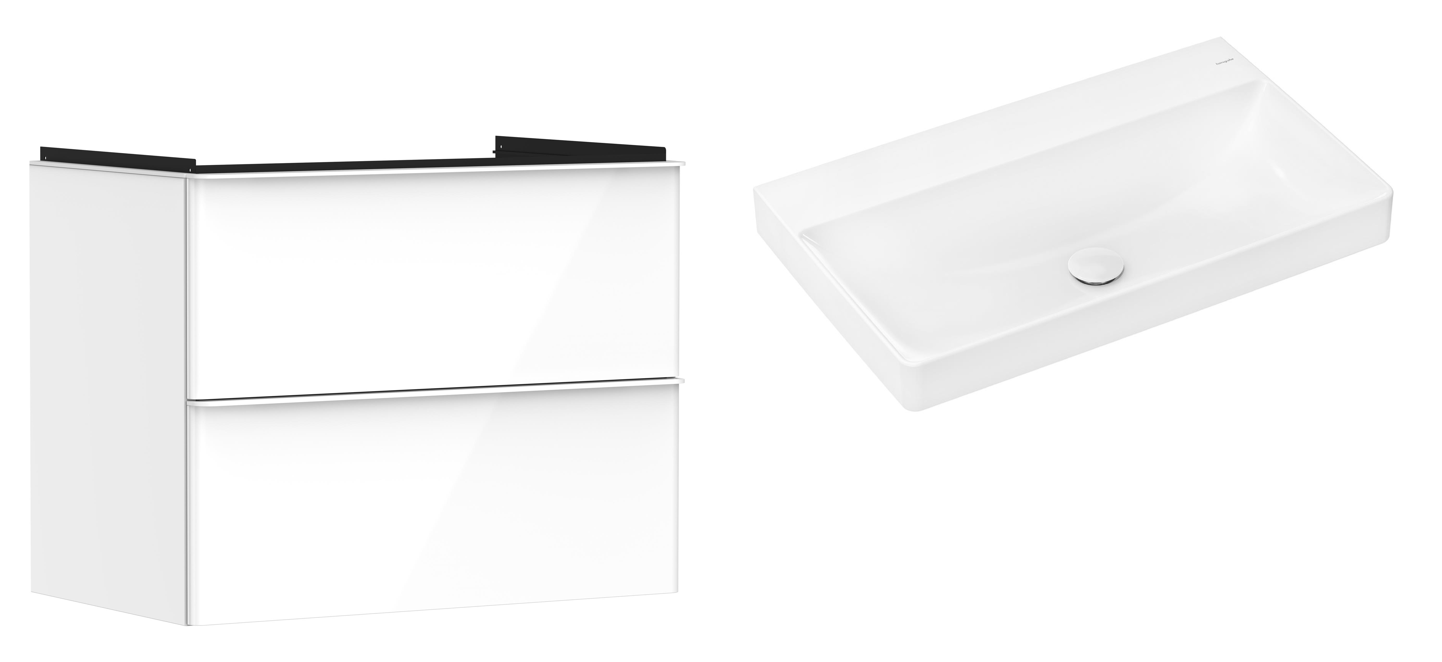 Set armadietto Hansgrohe Xelu Q 54027700, lavabo Hansgrohe Xelu Q 61021450