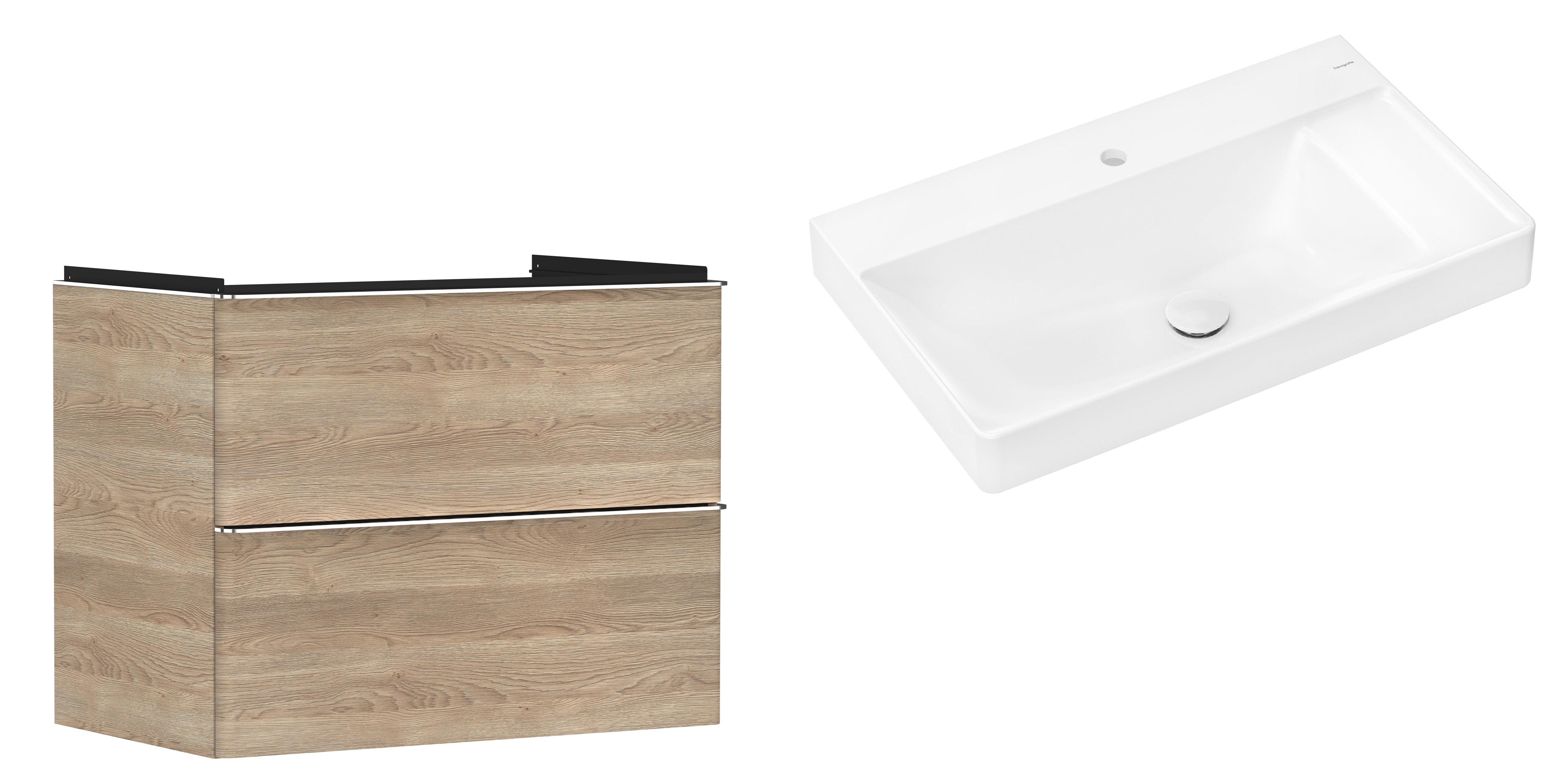Set armadietto Hansgrohe Xelu Q 54029000, lavabo Hansgrohe Xelu Q 61024450
